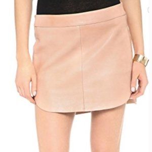 MICHELLE MASON   Baseball Hem Leather Mini Skirt - Size 0